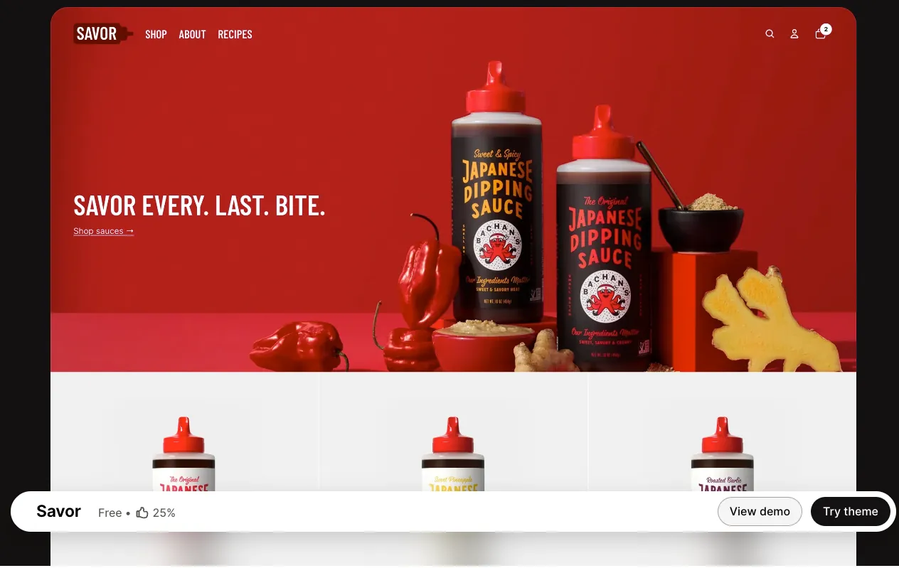 Savor shopify theme 